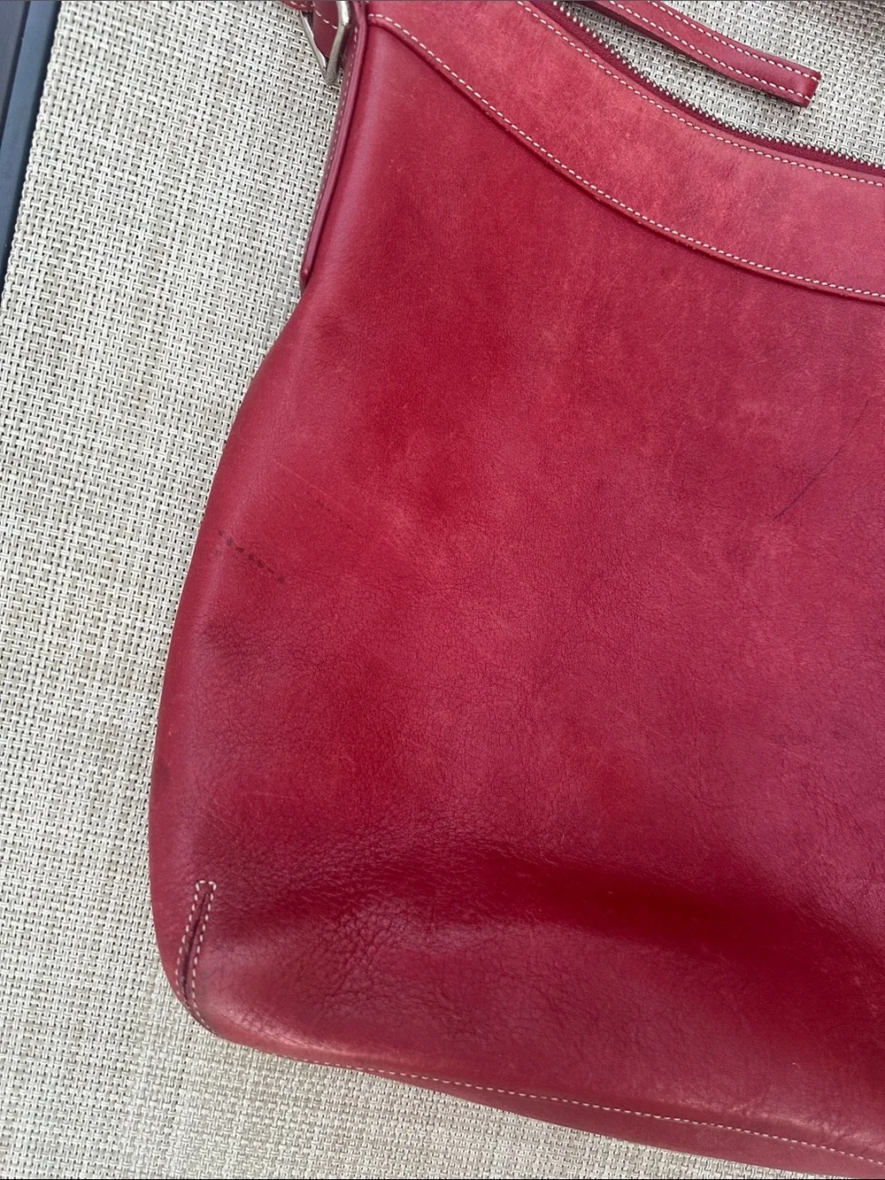 Coach Red Leather Hobo Bag